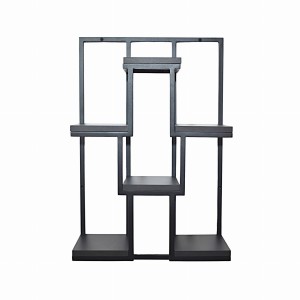 Kwietnik wiszący na kwiaty i rośliny - metalowy w stylu loft – 6 półek – kolor czarny